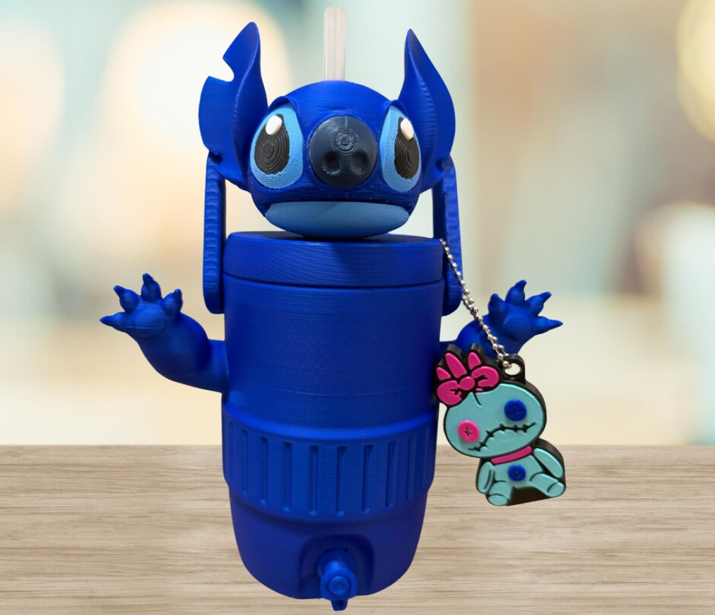 Blue Alien Can Cooler with Soda Tab Opener 12 oz