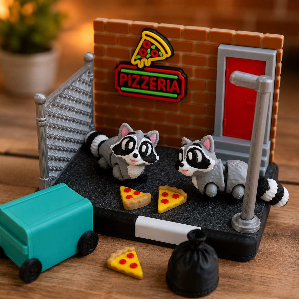 Raccoon Pizzeria Mini Diorama Set 🍕🦝