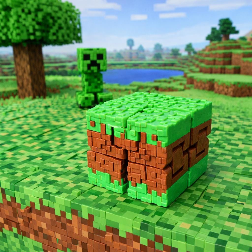 3D Printed Grass Block Fidget Cube