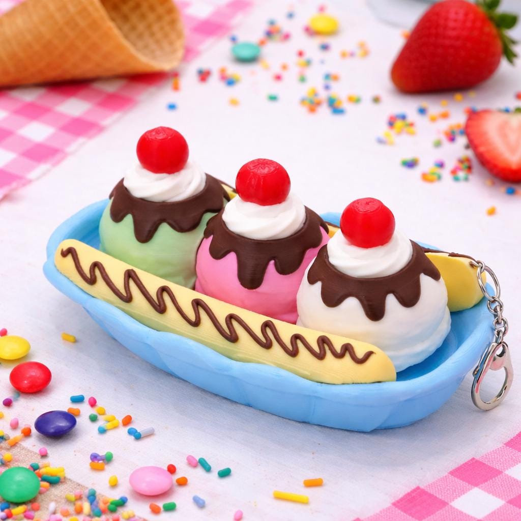 Sundae Fidget Clicker Keychain