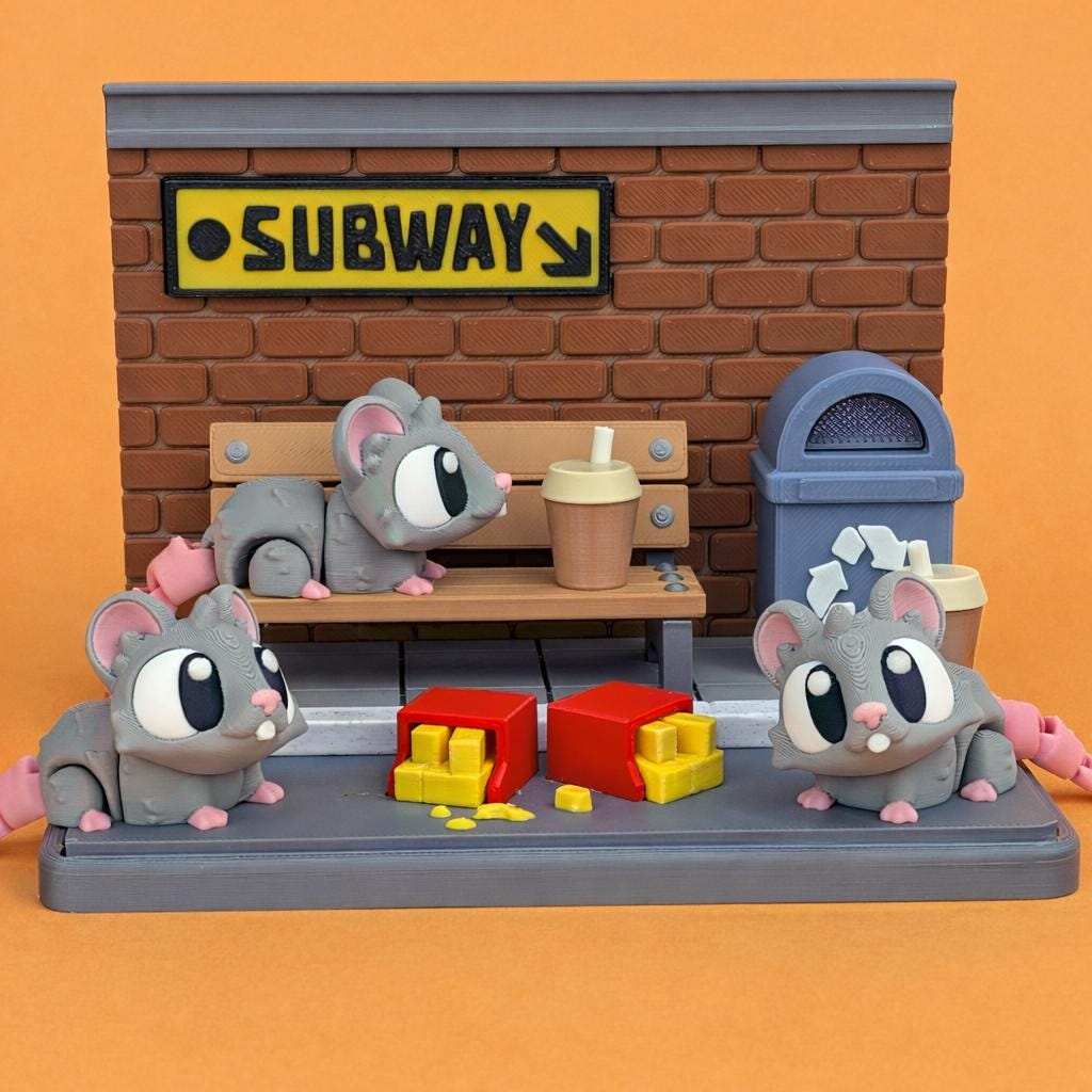 Rat Diorama: Subway Desk Decor