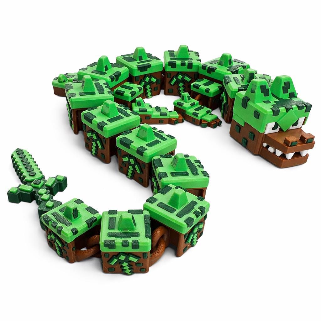 Grass Block Voxel Dragon