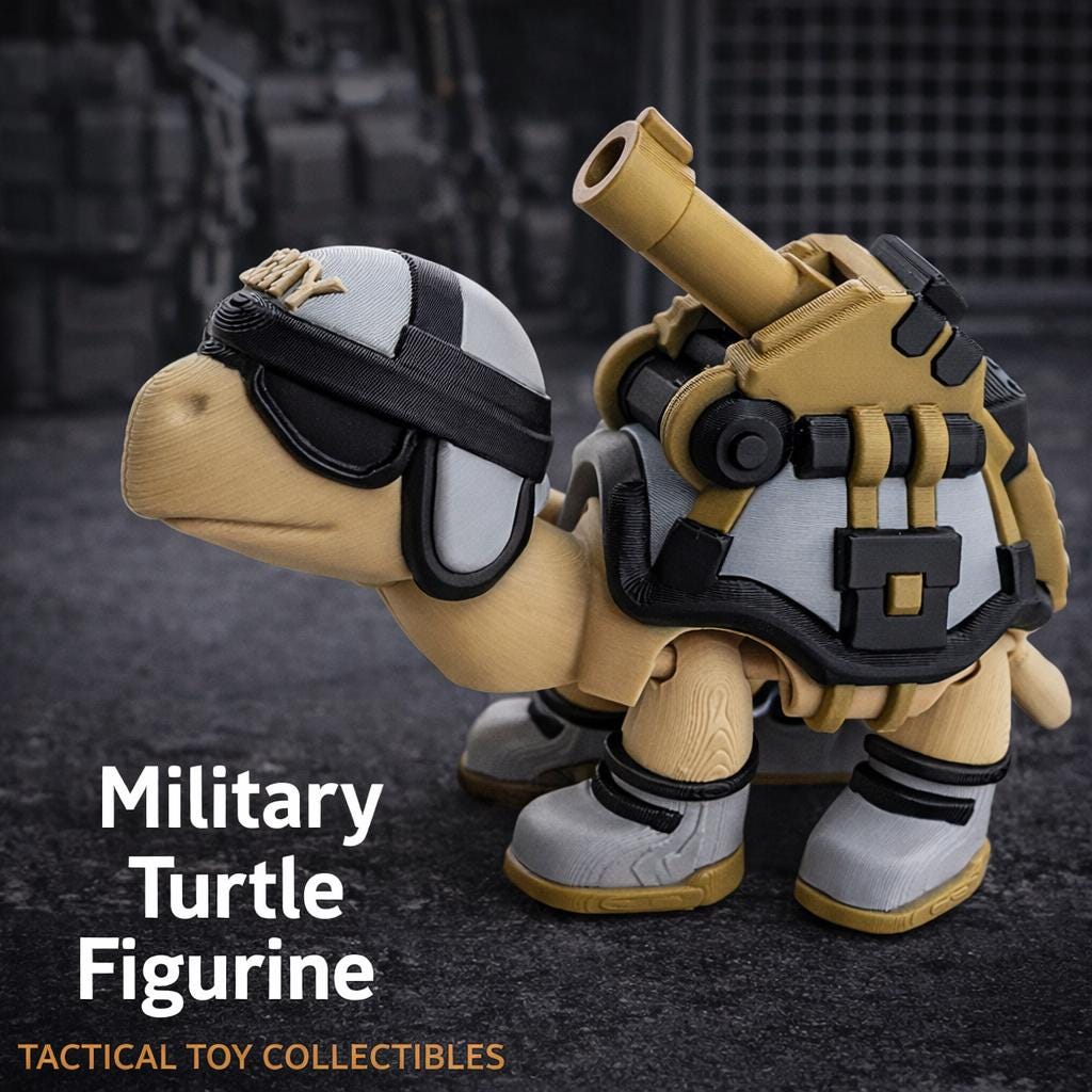 Military Turtle Figurine: Tactical Desk Toy, Gift for Veterans