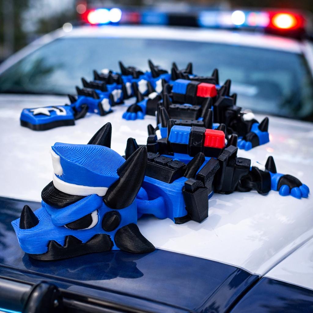 Police K9 Dragon Fidget Toy: 3D Printed Tactical Desk Decor