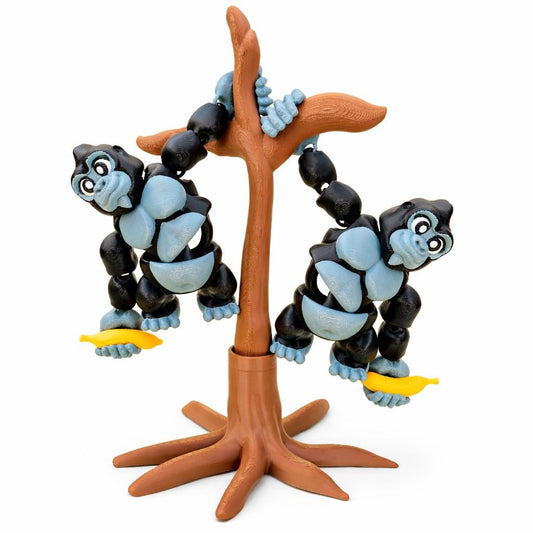 Articulated Gorilla Toy Set with Tree