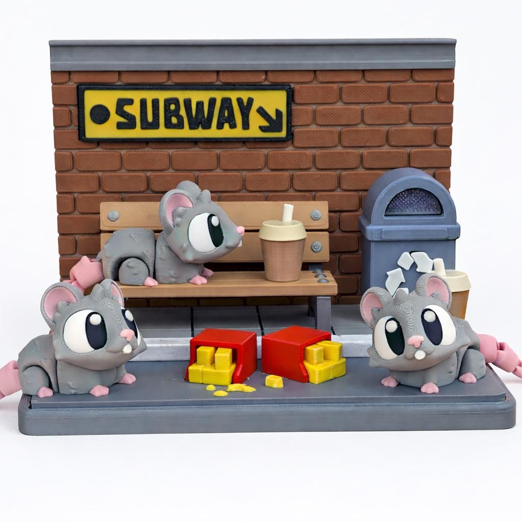 Rat Diorama: Subway Desk Decor