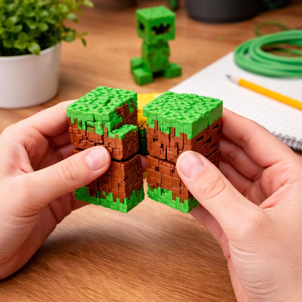 3D Printed Grass Block Fidget Cube
