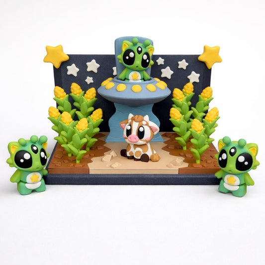 Alien Abduction Cow Diorama