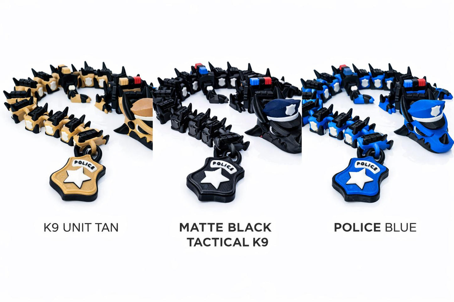 Police K9 Dragon Fidget Toy: 3D Printed Tactical Desk Decor