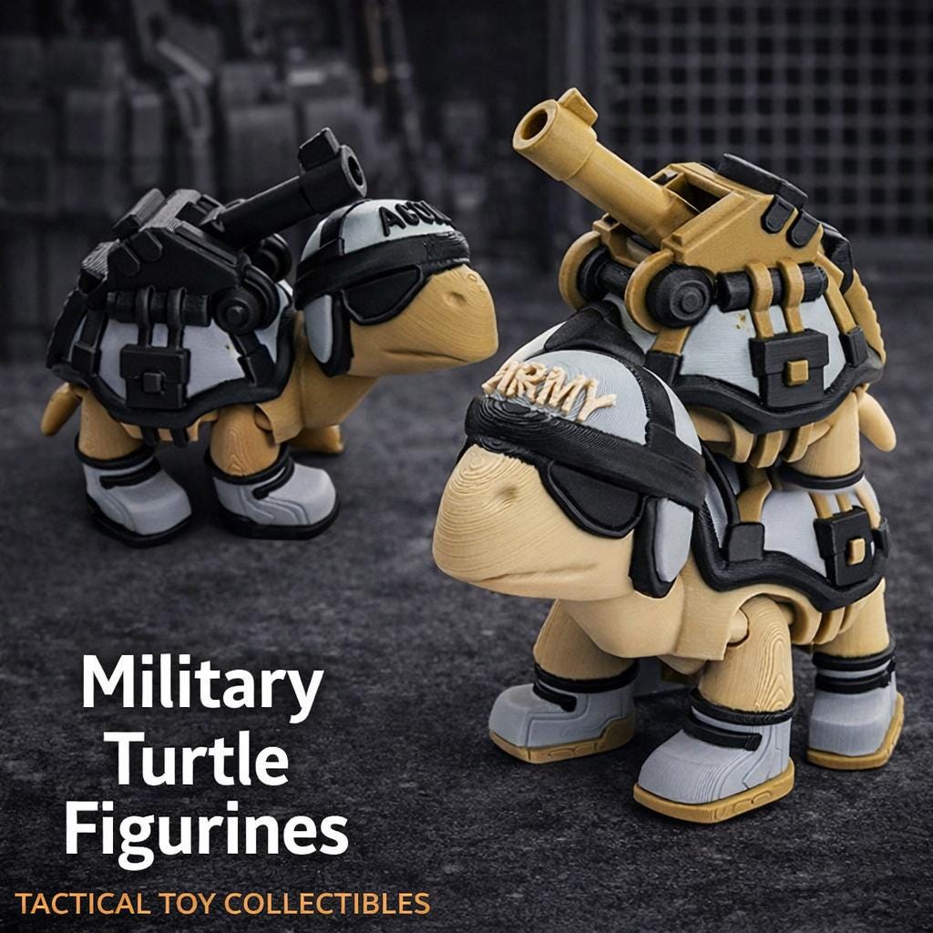 Military Turtle Figurine: Tactical Desk Toy, Gift for Veterans