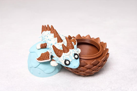 Cotton Candy Ice Cream Dragon and Egg 3D Printed Fantasy Desk Figurine