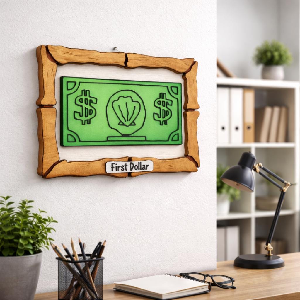 Mr. Crabs First Dollar Sign, 3D Printed Cartoon Decor