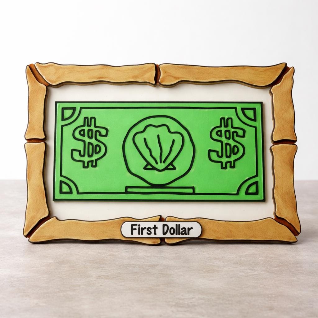 Mr. Crabs First Dollar Sign, 3D Printed Cartoon Decor