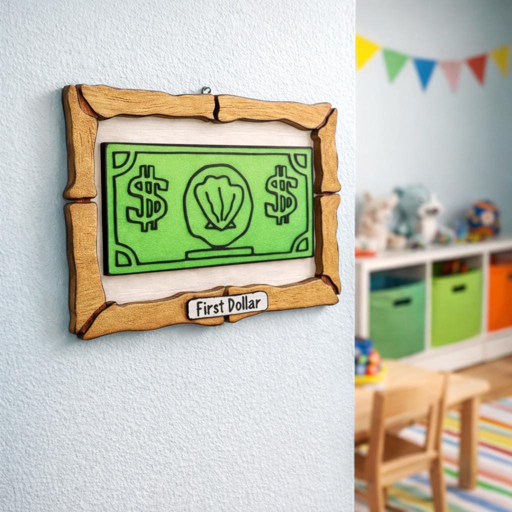 Mr. Crabs First Dollar Sign, 3D Printed Cartoon Decor