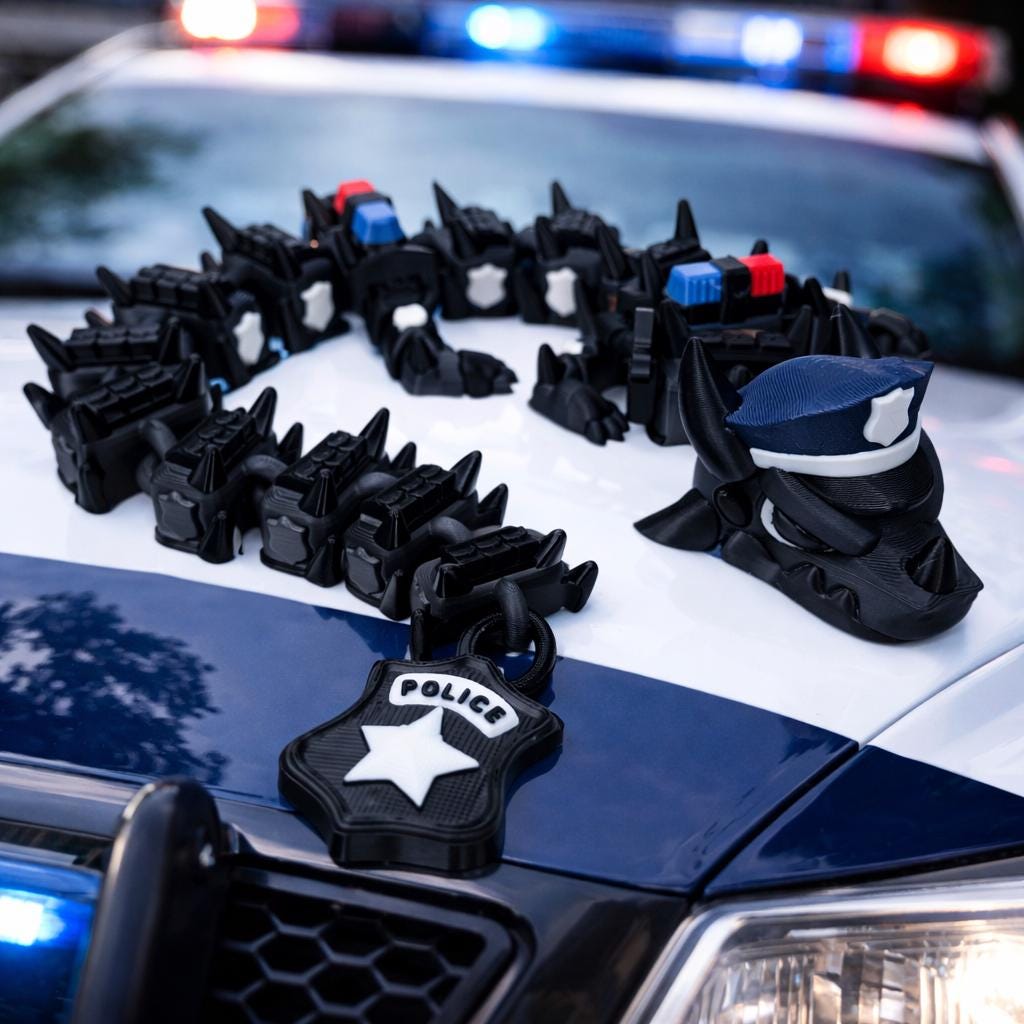 Police K9 Dragon Fidget Toy: 3D Printed Tactical Desk Decor