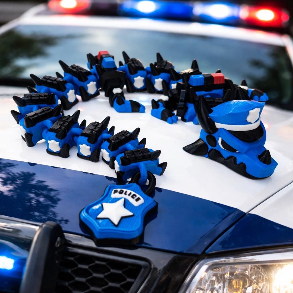 Police K9 Dragon Fidget Toy: 3D Printed Tactical Desk Decor