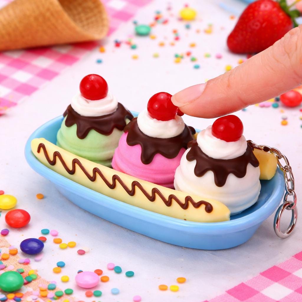 Sundae Fidget Clicker Keychain