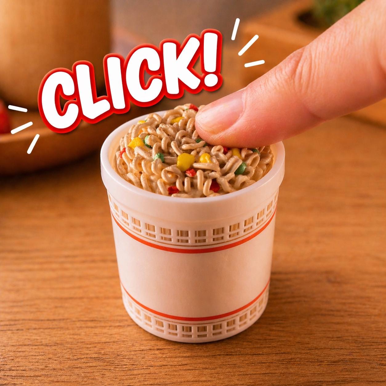 Noodle Cup Fidget Clicker Toy Ramen Fidget Desk Toy Mini Food Clicker Sensory Toy 3D Printed Gift Cute Desk Accessory Stress Relief Toy