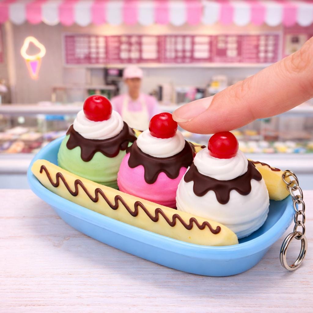 Sundae Fidget Clicker Keychain