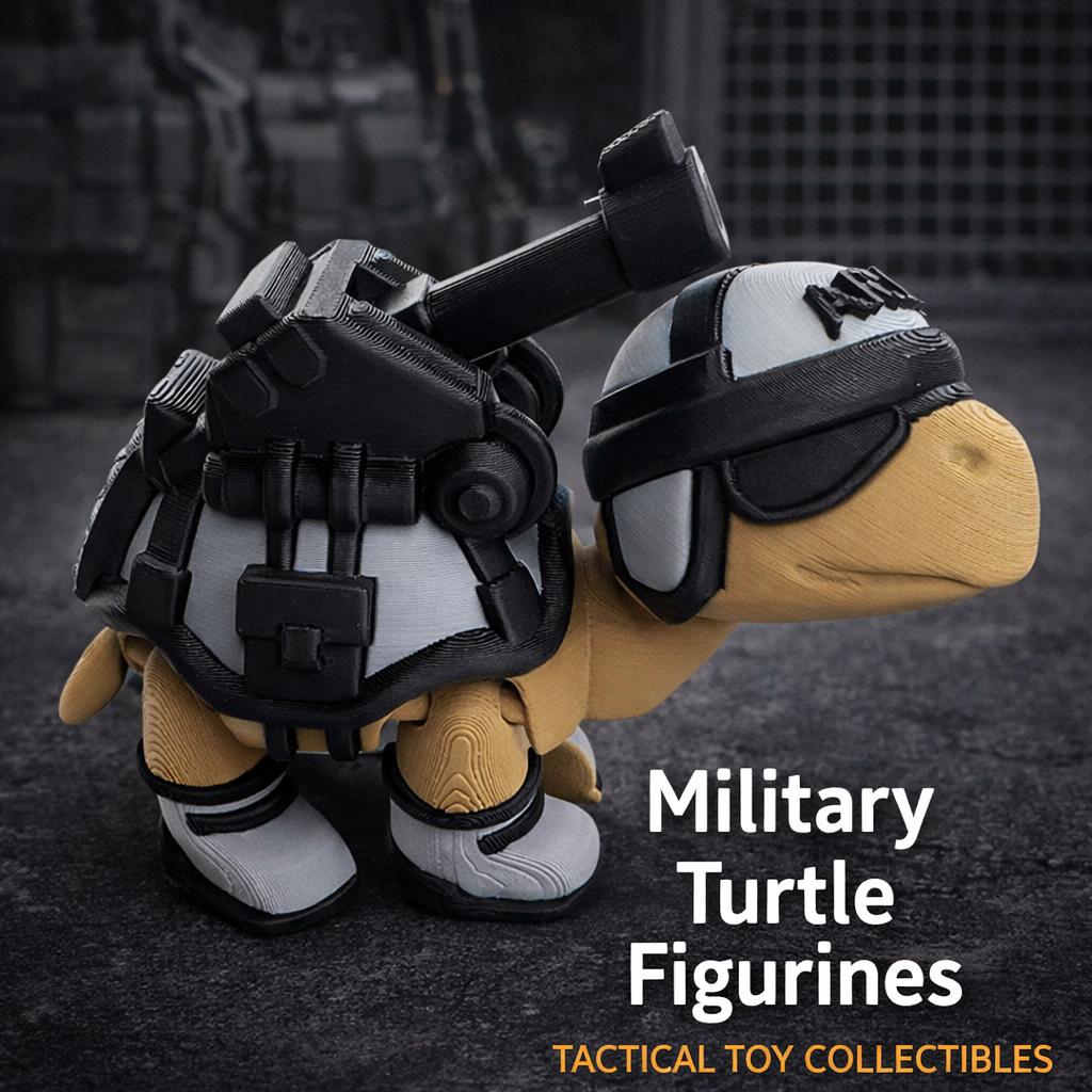 Military Turtle Figurine: Tactical Desk Toy, Gift for Veterans