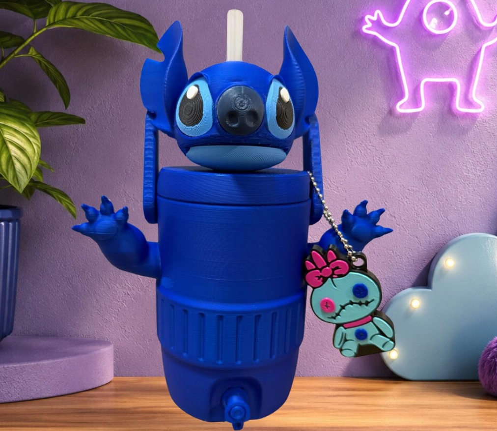 Blue Alien Can Cooler with Soda Tab Opener 12 oz