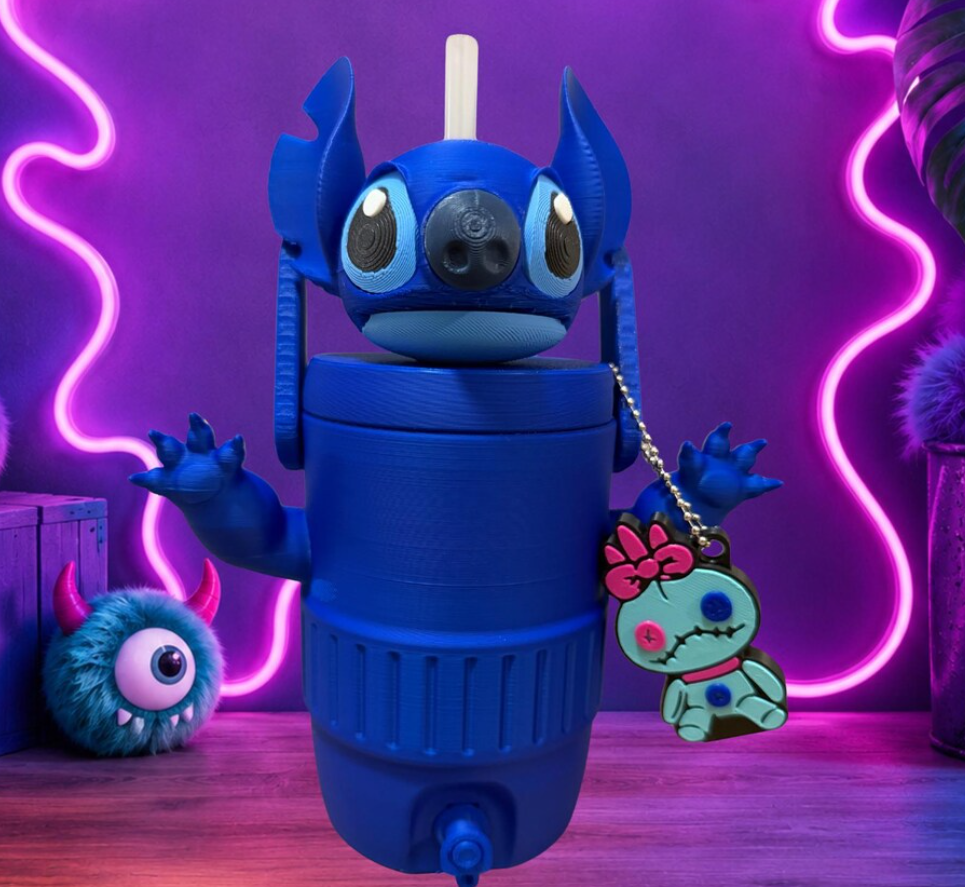 Blue Alien Can Cooler with Soda Tab Opener 12 oz