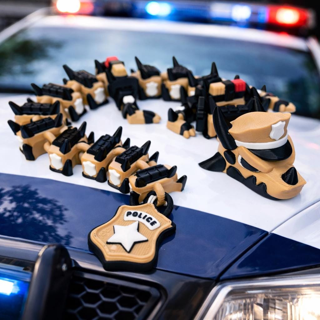 Police K9 Dragon Fidget Toy: 3D Printed Tactical Desk Decor
