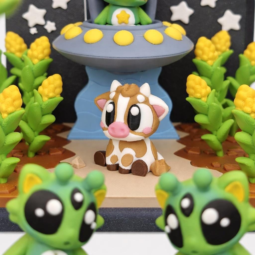 Alien Abduction Cow Diorama