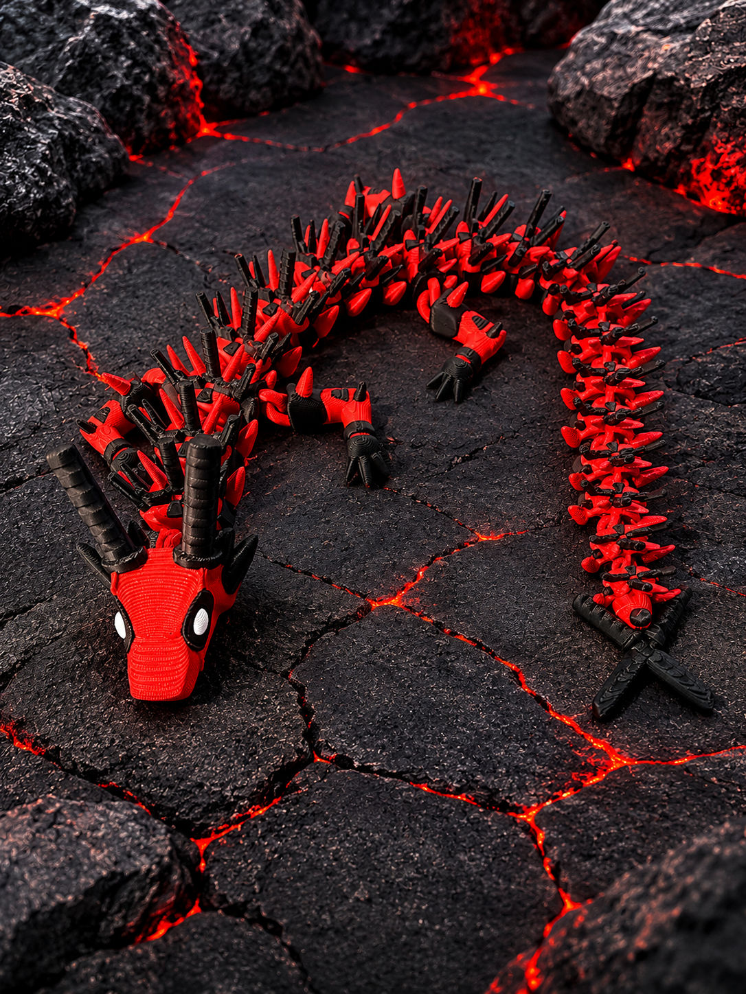 Red & Black Ninja Superhero Dragon