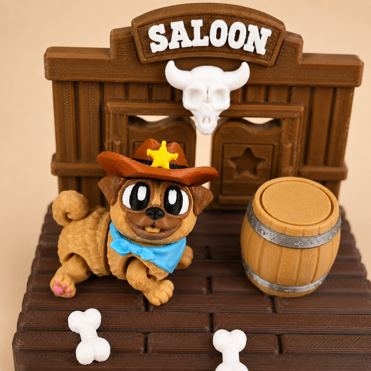 Wild West Pug Sheriff Diorama Set