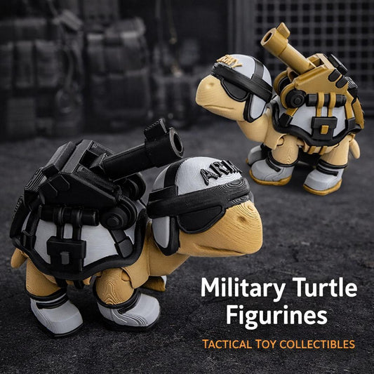 Military Turtle Figurine: Tactical Desk Toy, Gift for Veterans