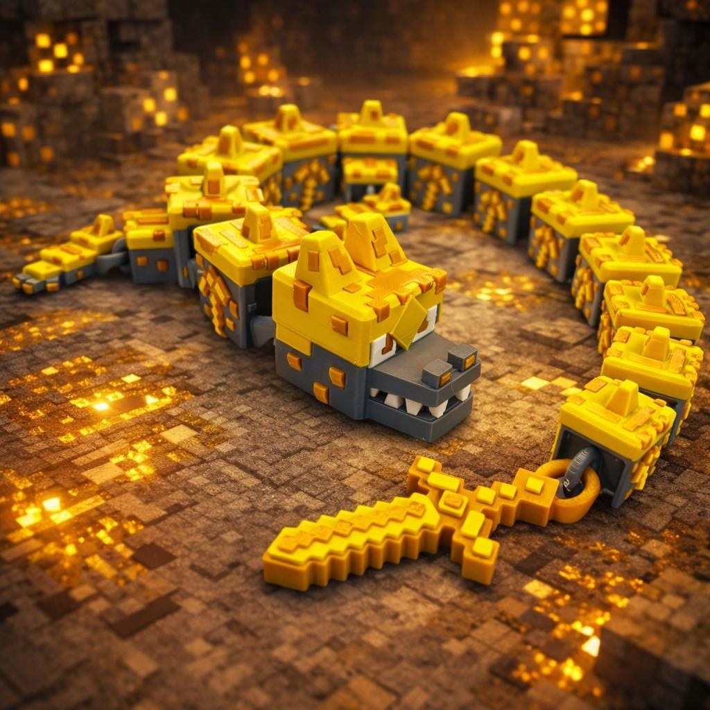 Grass Block Voxel Dragon