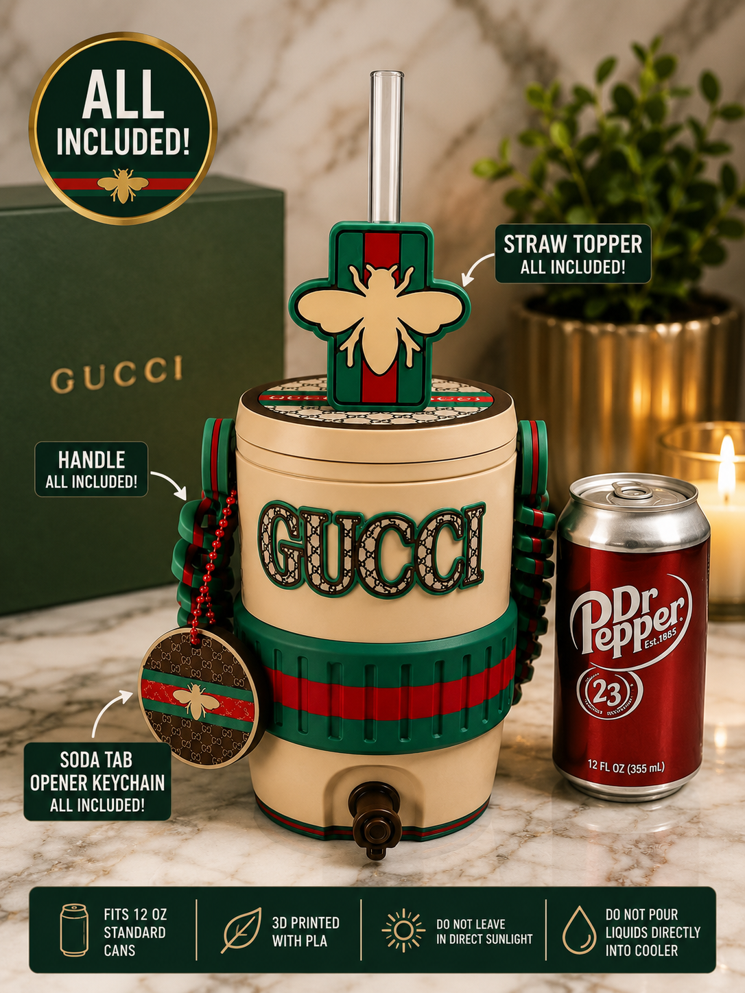 Luxury-Inspired Hidden Can Cooler with Matching Accessories