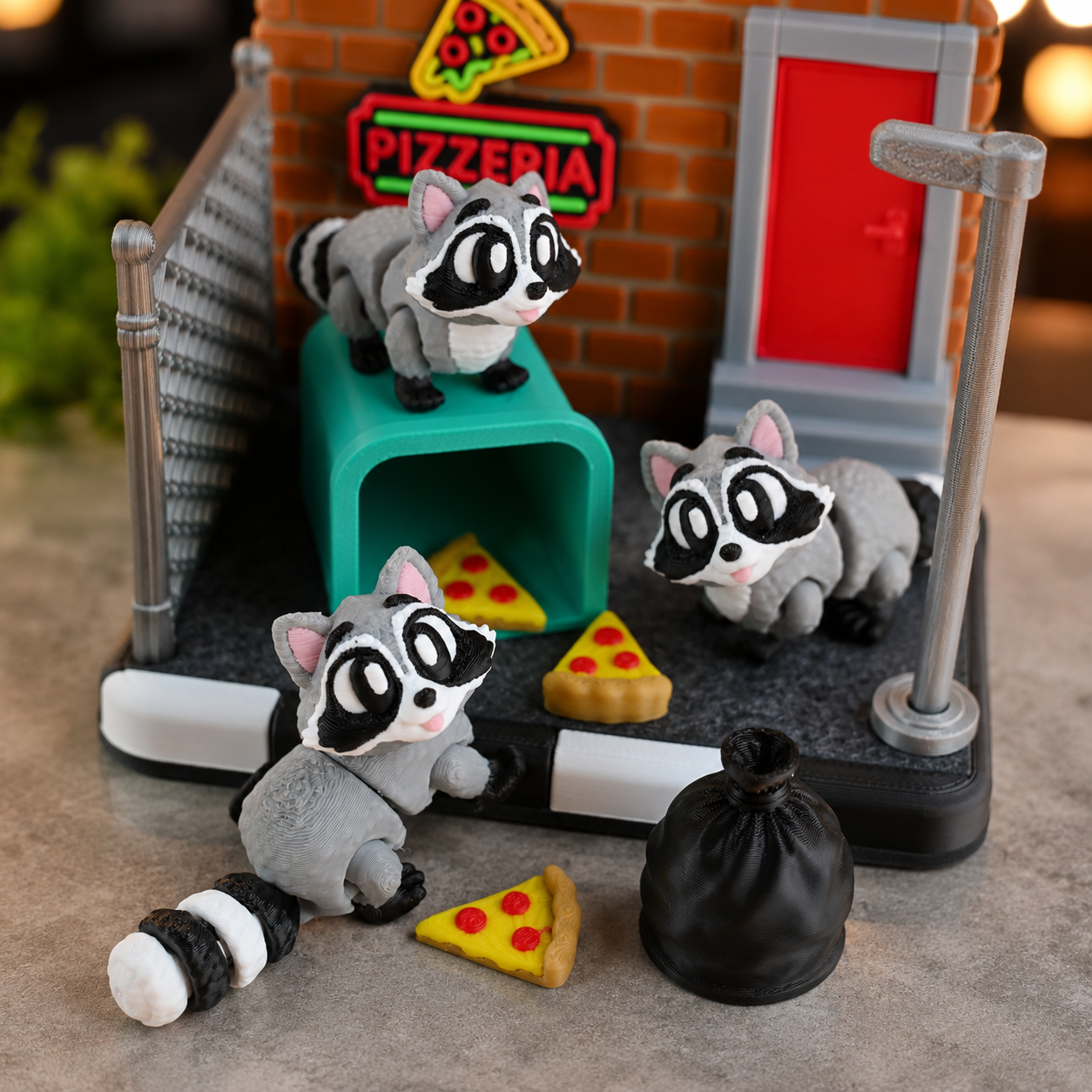 Raccoon Pizzeria Mini Diorama Set 🍕🦝